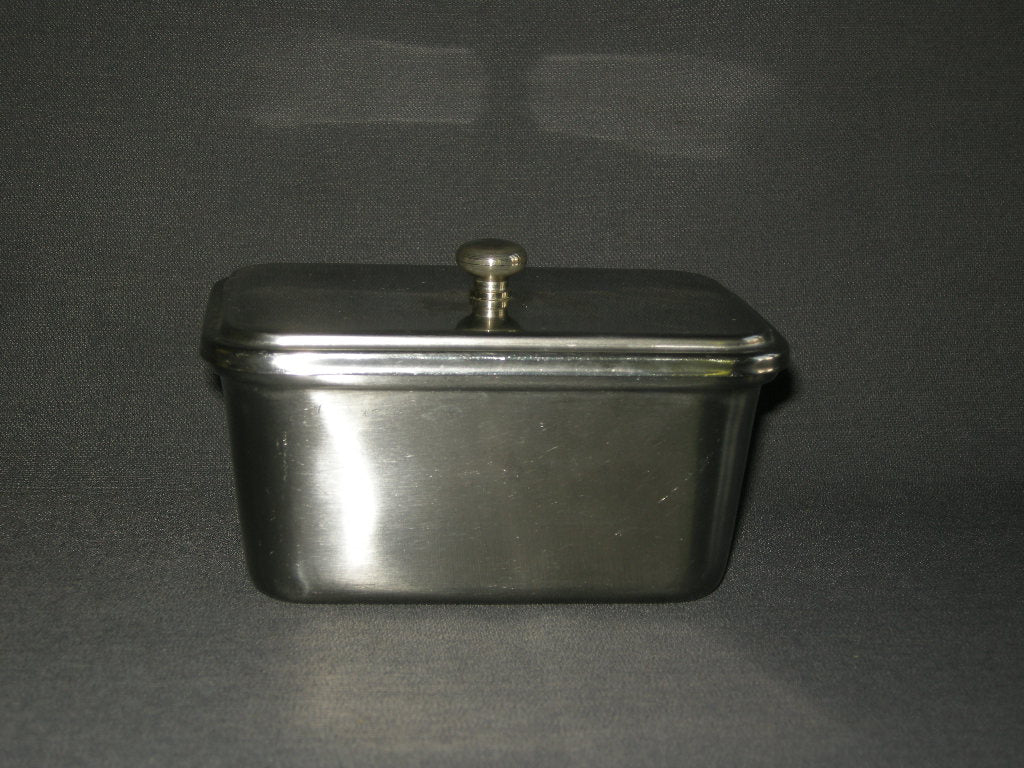 roestvrijstaal 010. botervloot met afgeplat knopje op deksel