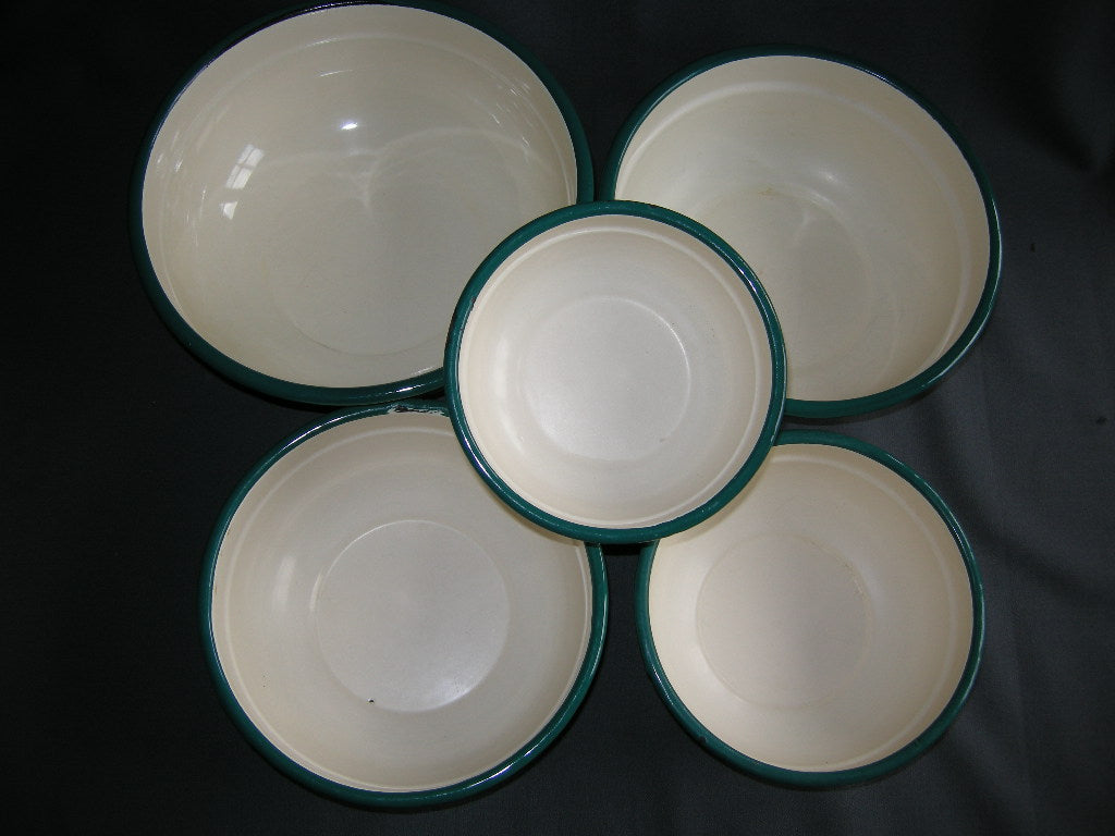 emaille crème 010. 5-delige schalenset