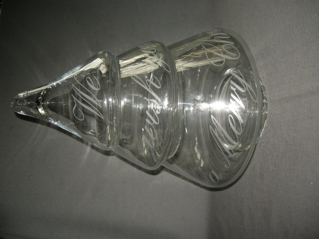 gebruikt glas - kristal Kerst 001. Riviera Maison 3-delige piramideschaal