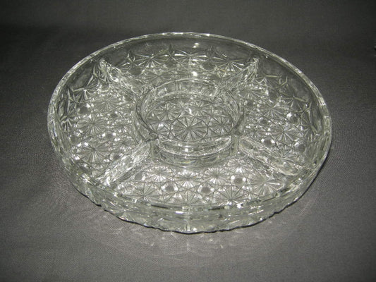 Gebruikt glas - kristal presenteerschalen 016. ronde 5-vakschaal
