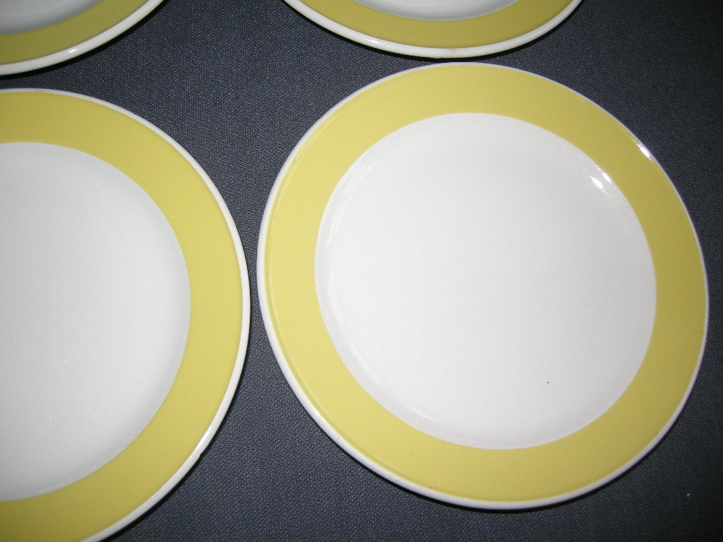 Villeroy & Boch fel geel 016. 4 gebaksbordjes, gele rand O16,5 cm.