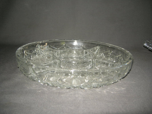 Gebruikt glas - kristal presenteerschalen 016. ronde 5-vakschaal