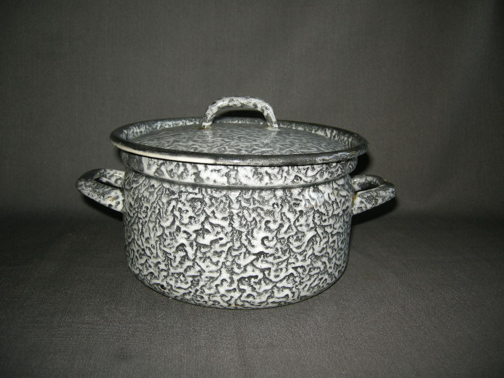 emaille grijs gewolkt 016. 3-delige pannenset