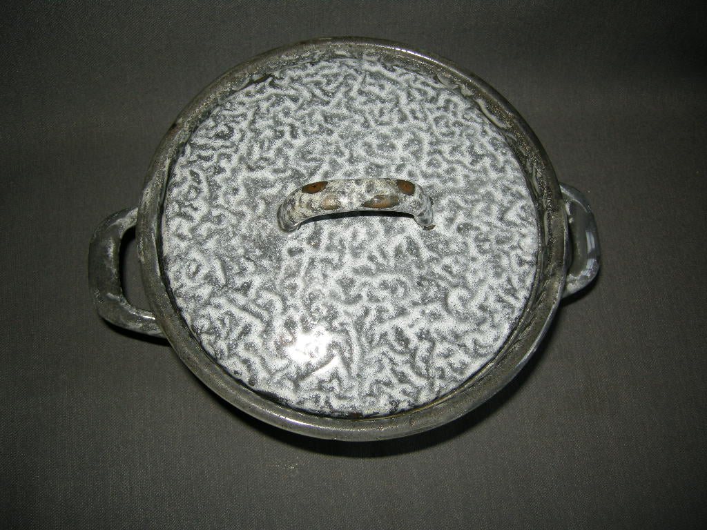 emaille grijs gewolkt 016. 3-delige pannenset