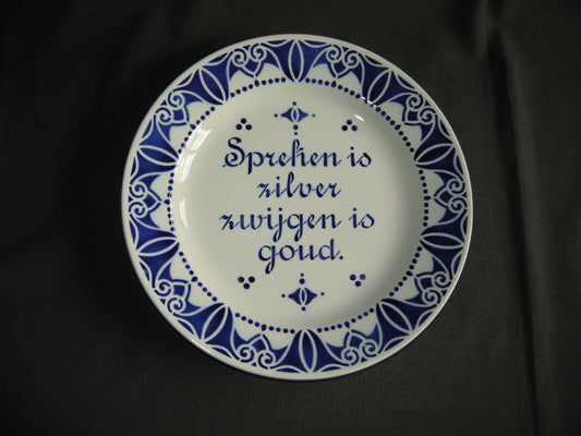 Societe Ceramique diverse 023. spreekwoordenbord "spreken is zilver ... "