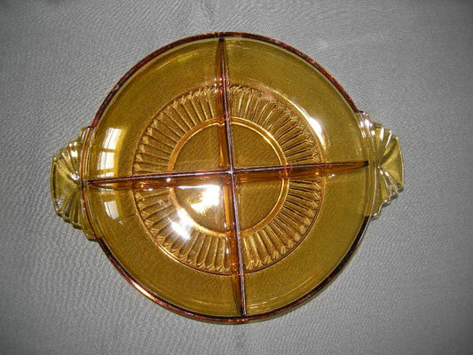 glas - kristal geel 029. 4-vakschaal