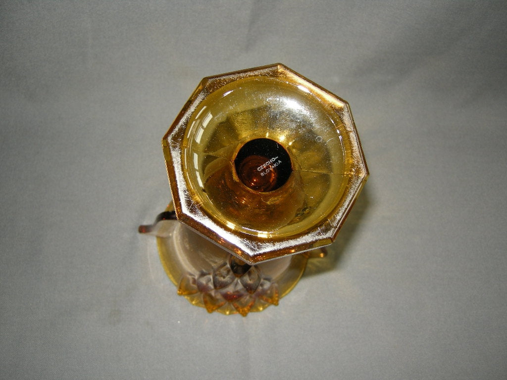 gebruikt glas - kristal geel 032. vaas