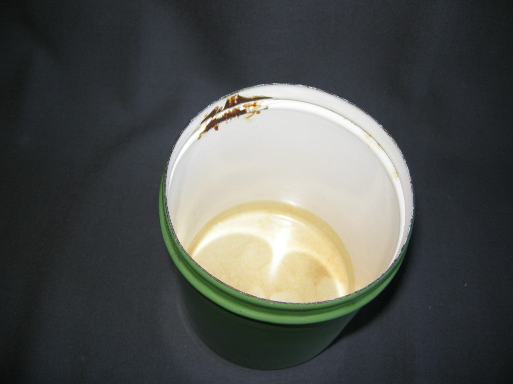 emaille resedagroen 033. voorraadbussen koffie - thee - suiker