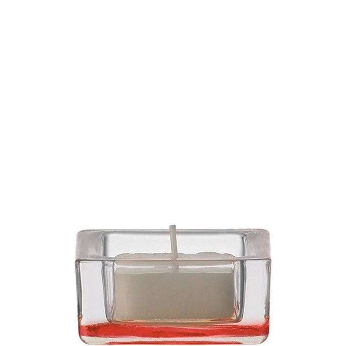 LEONARDO Quad theelichthouder blank / rood doorsnee 6 cm hoogte 3 cm