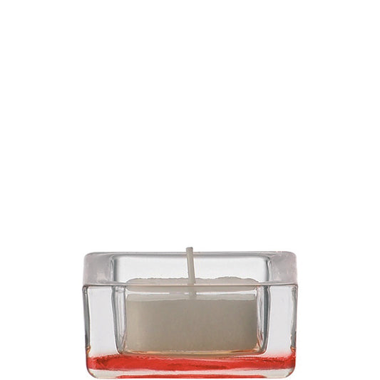 LEONARDO Quad theelichthouder blank / rood doorsnee 6 cm hoogte 3 cm