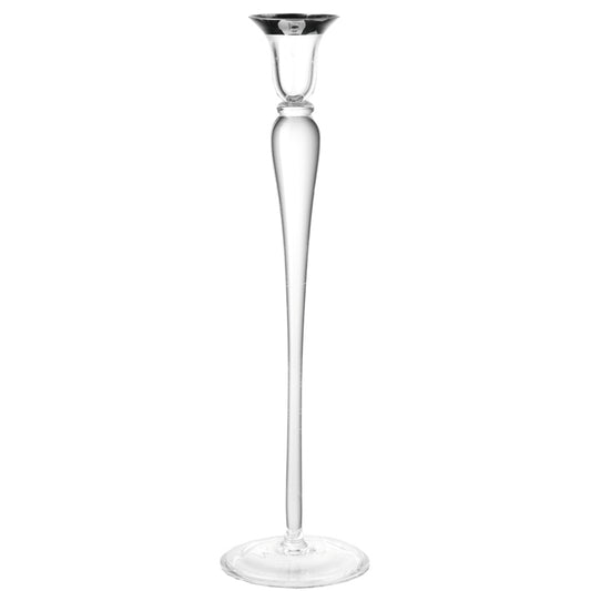 LEONARDO Tender kandelaar met zilverkleurig accent hoogte 35 cm