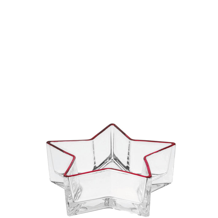 LEONARDO Star schaal met rood accent hoogte 18 cm