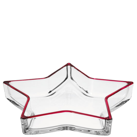 LEONARDO Star schaal met rood accent hoogte 30 cm