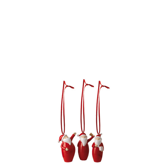 LEONARDO Klaus set van 3 hangende kerstmannetjes hoogte 6 cm