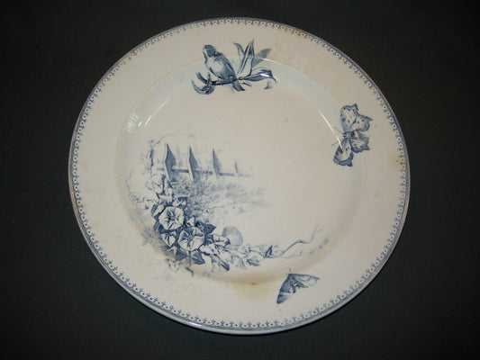 Petrus Regout Malaga blauw met gladde rand schaal O33,5 cm.