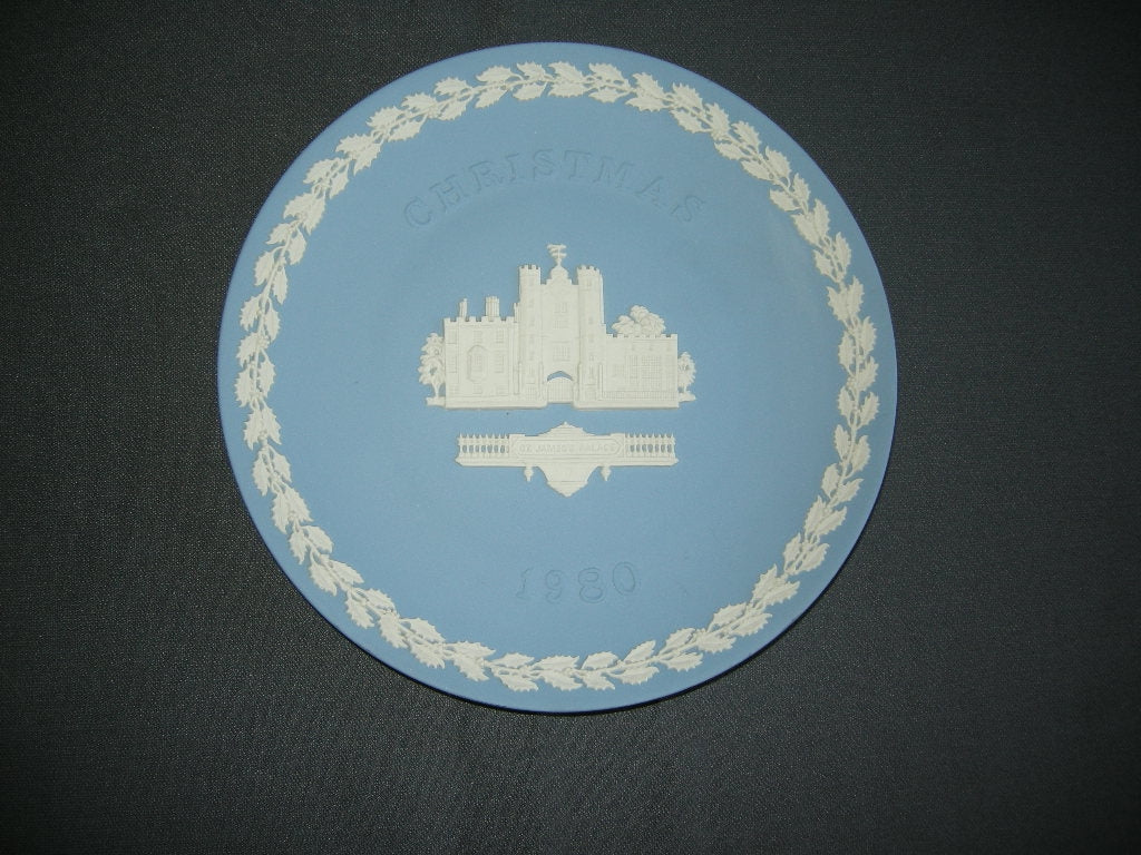 Wedgwood Jasperware blauw 030. bord Christmas 1980