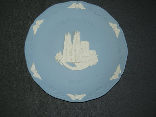 Wedgwood Jasperware blauw 031. bord Christmas 1987