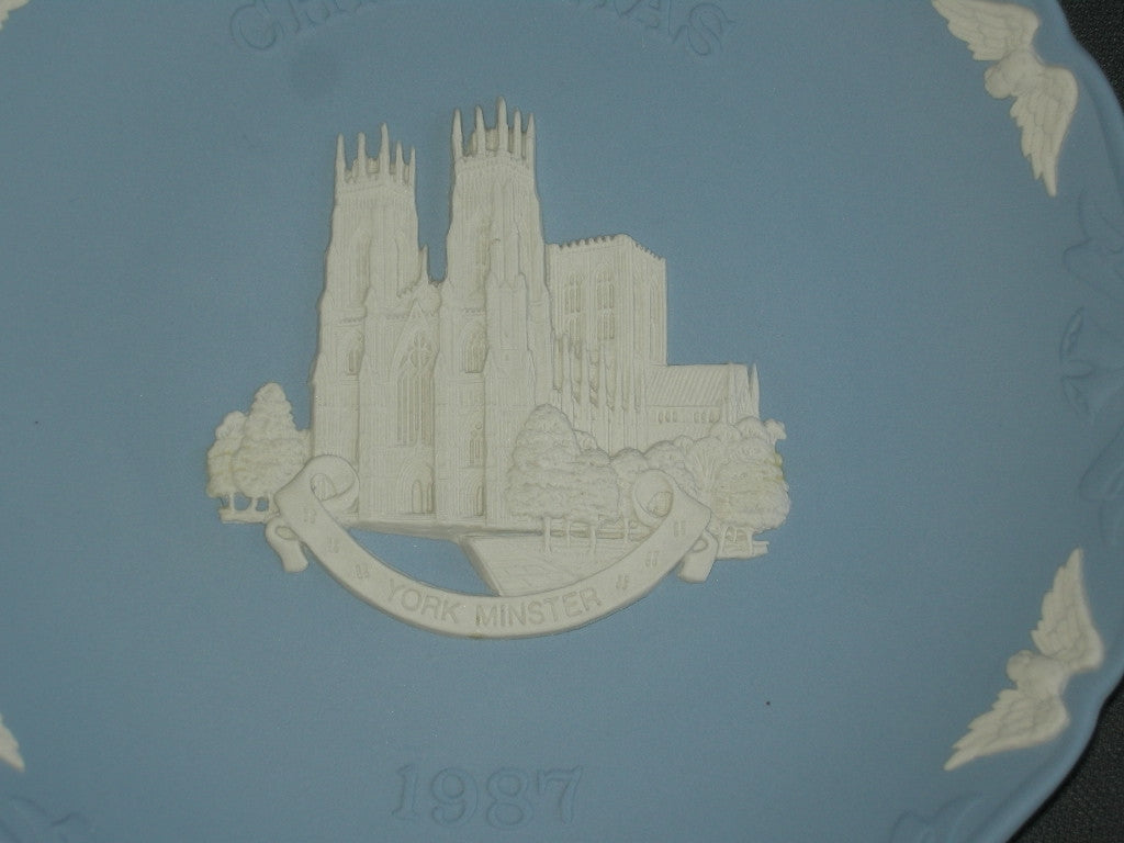 Wedgwood Jasperware blauw 031. bord Christmas 1987