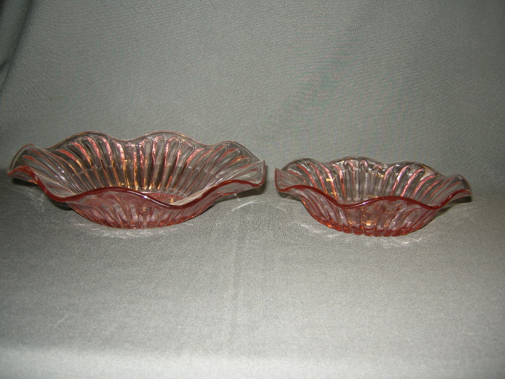 gebruikt glas - kristal rose 069. schalenset rond schulp
