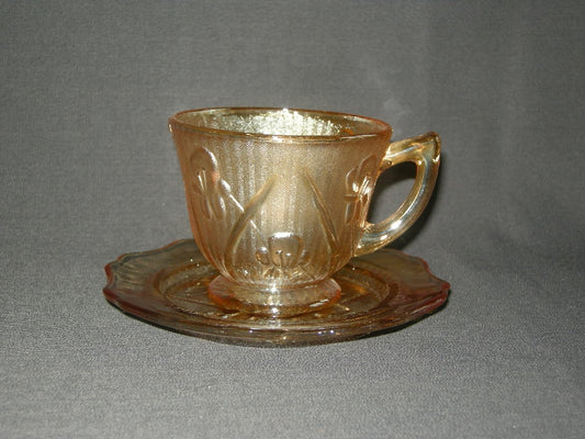 glas - kristal rose 086. rose / goud kop & schotels