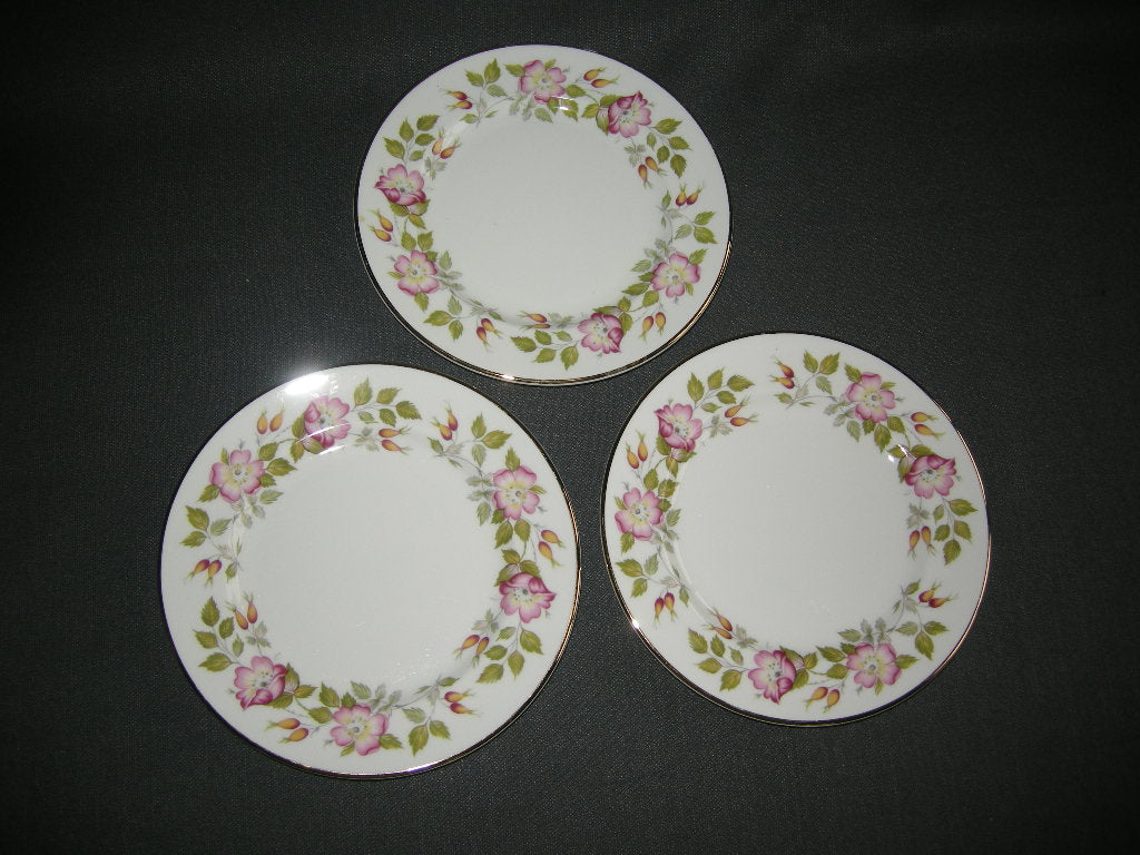 Royal Grafton wit - rose bloemen gebaksbordjes