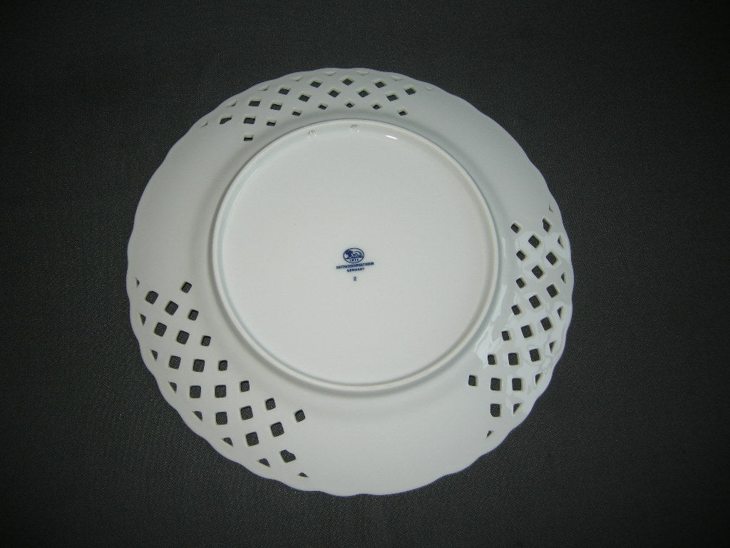 Hütschenreuther Blau Zwiebelmuster ajour bord O25,5 cm.