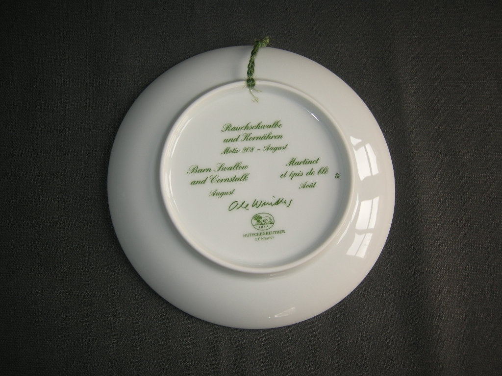 Hütschenreuther van de maand bordje O16 cm. serie 1 August