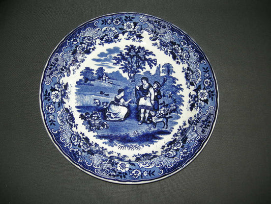 Petrus Regout Ruth & Boaz blauw 001. bord O25,5 cm.