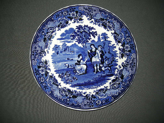 Petrus Regout Ruth & Boaz blauw 001. bord O25,5 cm.