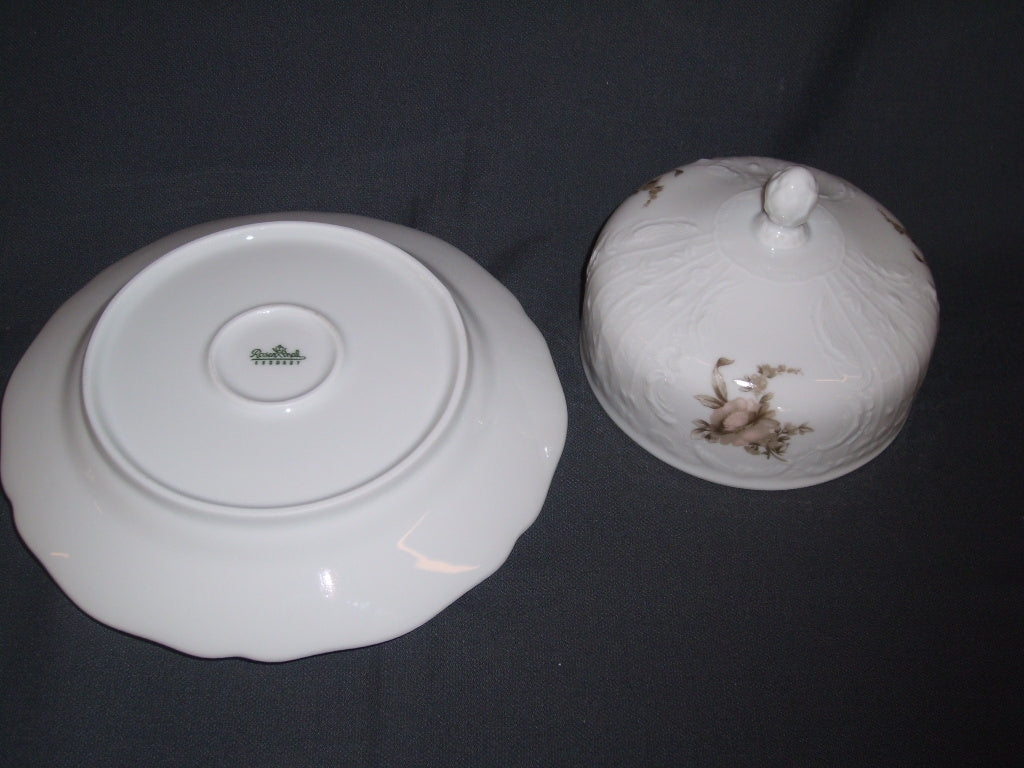 Rosenthal Sanssouci spierwit met bruin/rose roos botervloot
