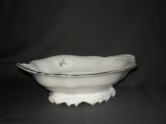Rosenthal Sanssouci spierwit met bruin/rose roos + goudkleurig randje broodschaal