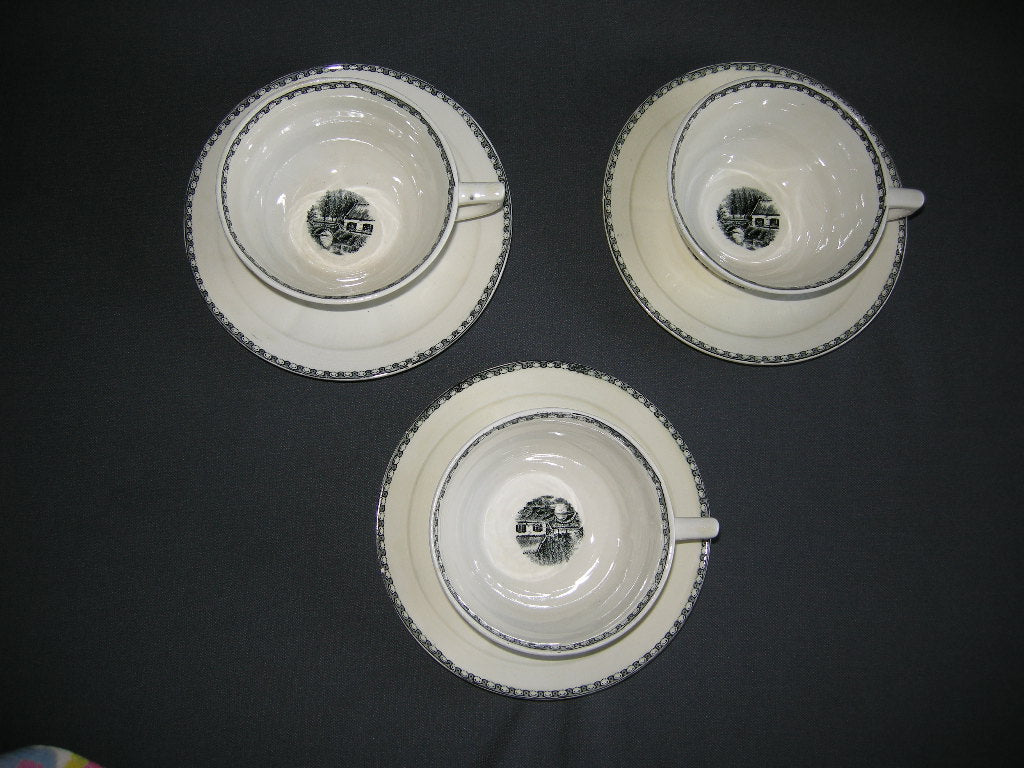 Societe Ceramique Landschap cappuccinokop & schotel met lichte verkleuring