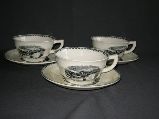 Societe Ceramique Landschap cappuccinokop & schotel met lichte verkleuring