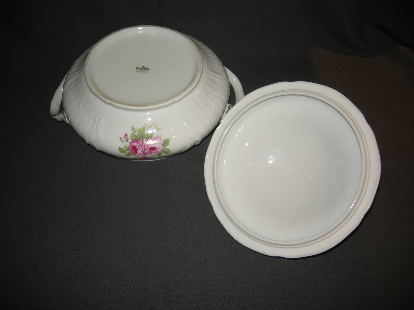 Rosenthal Sanssouci spierwit rose pioenroos met goudkleurig randje dekschaal