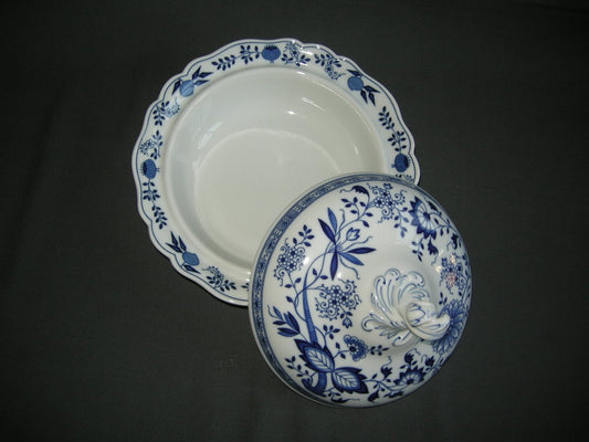 Hütschenreuther Blau Zwiebelmuster dekschaal rond
