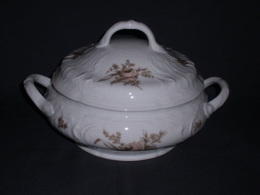 Rosenthal Sanssouci spierwit met bruin/rose roos dekschaal