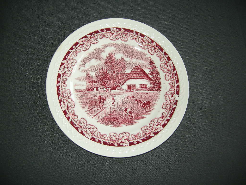 Societe Ceramique Boerenhoeve rood dessertborden