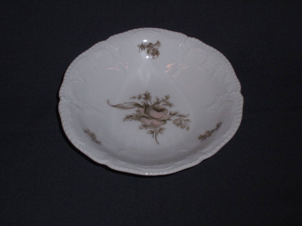 Rosenthal Sanssouci spierwit met bruin/rose roos dessertschaaltje