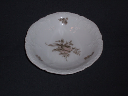 Rosenthal Sanssouci spierwit met bruin/rose roos dessertschaaltje