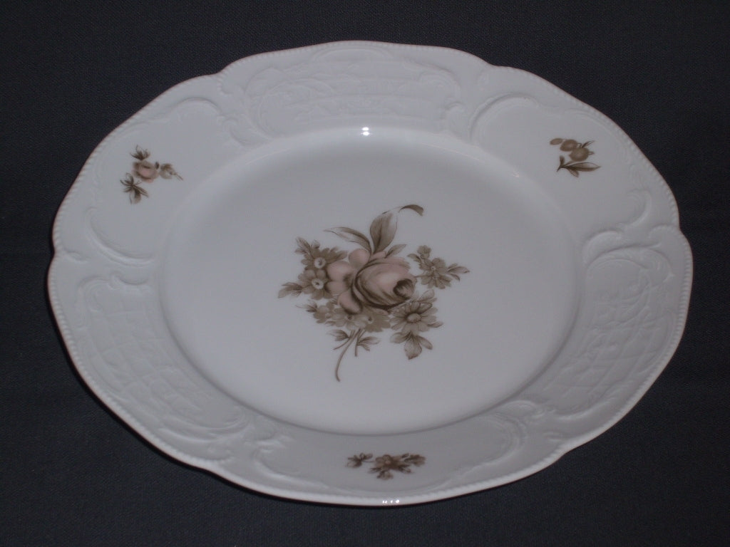 Rosenthal Sanssouci spierwit met bruin/rose roos dinerbord