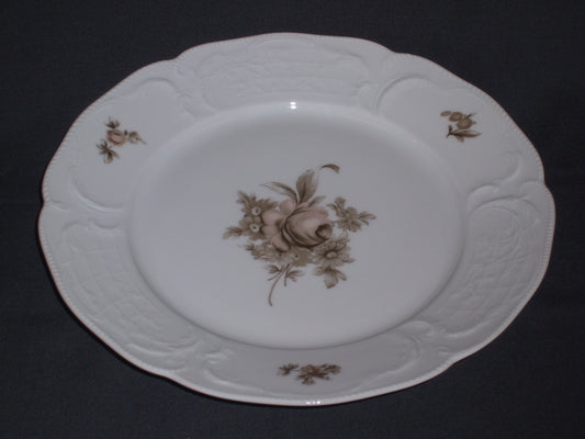 Rosenthal Sanssouci spierwit met bruin/rose roos dinerbord