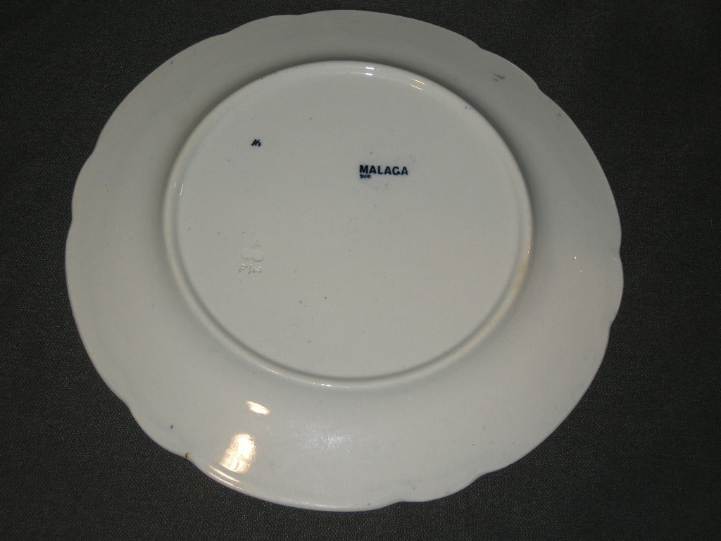 Petrus Regout Malaga blauw met geschulpte rand bord O26,5 cm.