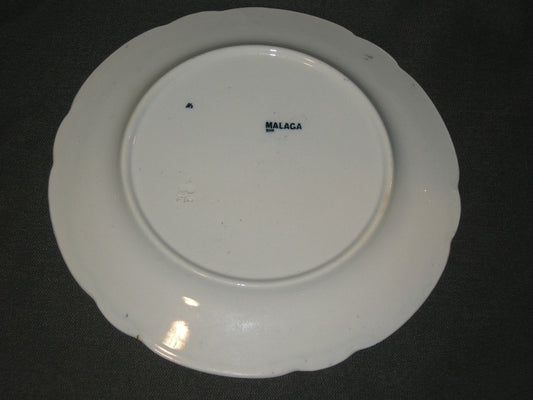 Petrus Regout Malaga blauw met geschulpte rand bord O26,5 cm.