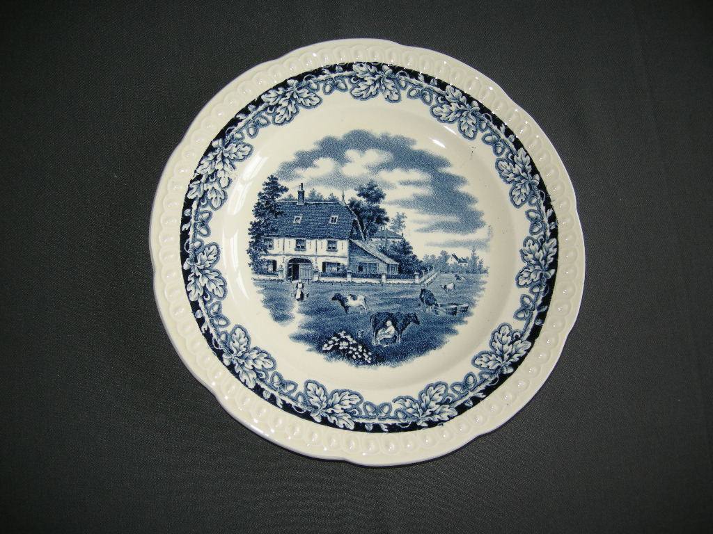 Societe Ceramique Boerenhoeve blauw dinerbord minimale craquelé
