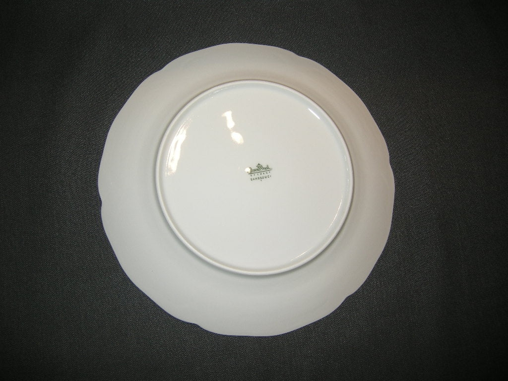 Rosenthal Sanssouci spierwit met bruin/rose roos + goudkleurig randje dinerbord