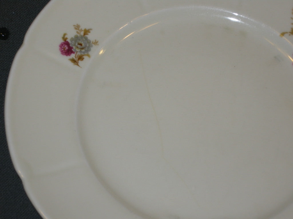 MOSA Bloem 06 grijs randje ribbeltje / inkeping relief set van 6 ontbijtborden