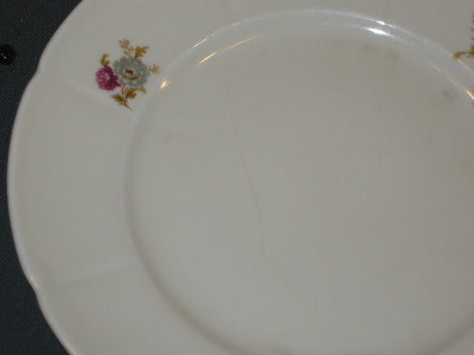 MOSA Bloem 06 grijs randje ribbeltje / inkeping relief set van 6 ontbijtborden