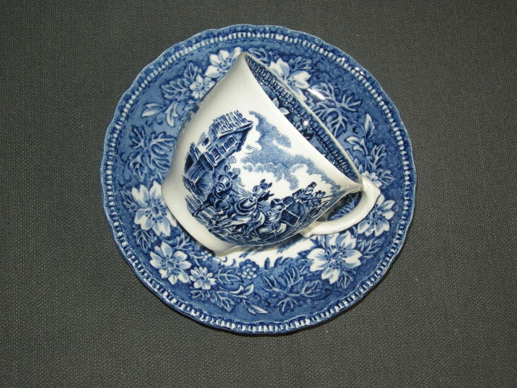 Royal Tudorware Coaching Taverns blauw espressokop & schotel