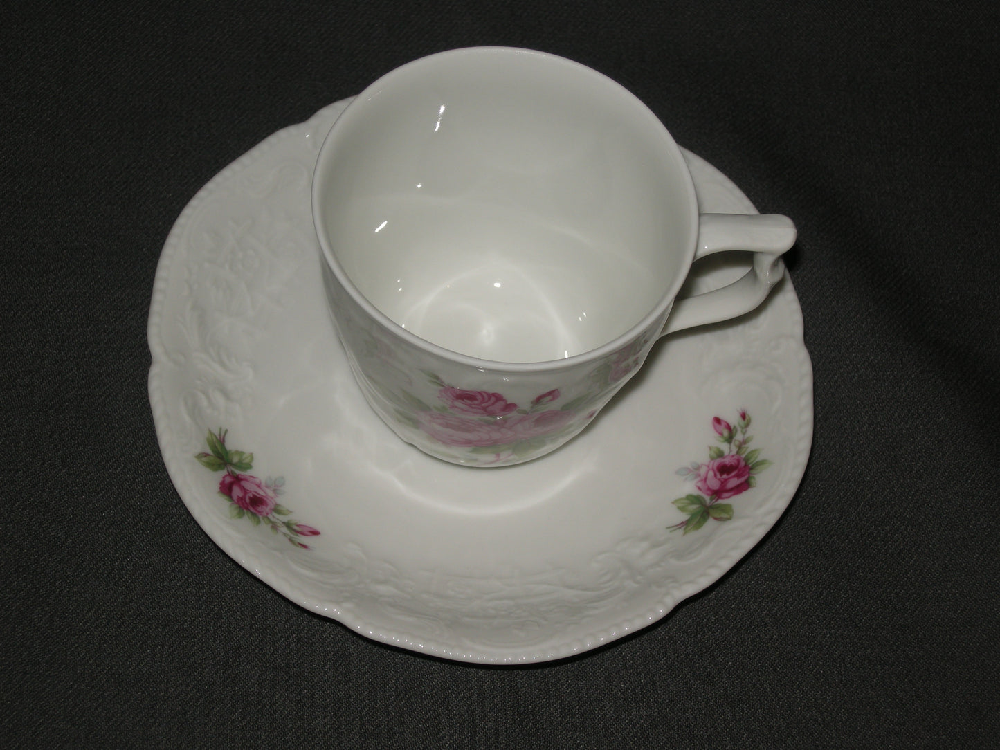Rosenthal Sanssouci spierwit rose pioenroos koffiekop & schotel