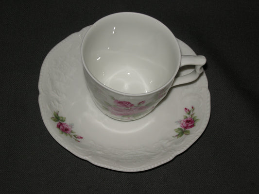 Rosenthal Sanssouci spierwit rose pioenroos koffiekop & schotel